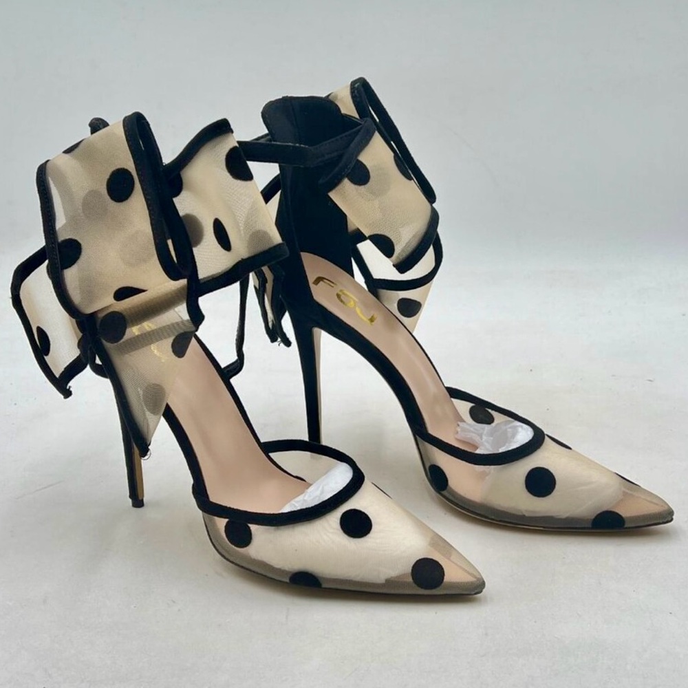 Black and Cream Polka Dot Women's Heels